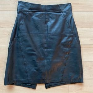 High waisted leather mini skirt